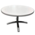 Used 42" Round Table In White W/ Silver Base