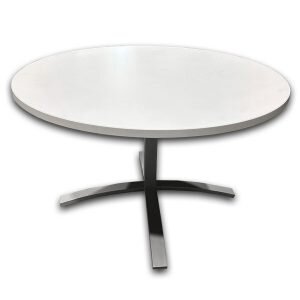 Used 42" Round Table In White W/ Silver Base