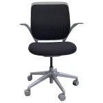Steelcase Cobi Multipurpose Chair W/ Black Meshback Upholstered Seat An Fixed Arms