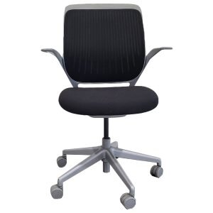 Steelcase Cobi Multipurpose Chair W/ Black Meshback Upholstered Seat An Fixed Arms