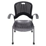 Safco Sassy Black Polymer Training Room Chairs W/ Arms & Casters