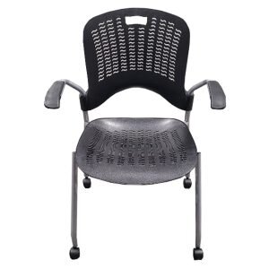 Safco Sassy Black Polymer Training Room Chairs W/ Arms & Casters