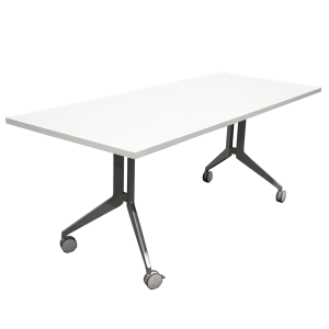 Haworth Training Table In White W/ Silver Frame - Flip Top