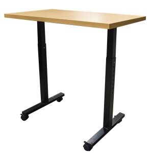 37'W Maple Laminated Manual Height Adjustable Table W/ Black Base