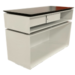 47" Kimball Modern Storage Credenza In White W/ Two Pull Drawers