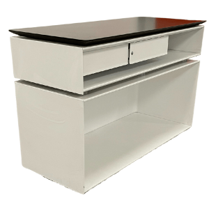 47" Kimball Modern Storage Credenza In White W/ Two Pull Drawers