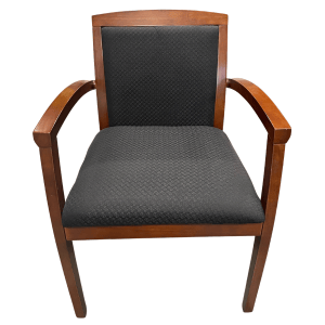 Used Guest Chair W/ Mahogany Frame Black Upholstered Fabric