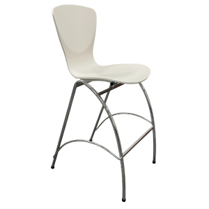 Kimball Bingo Series White Stool W/ Polished Aluminum Frame