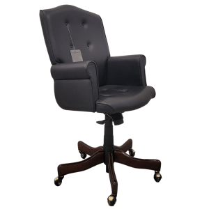 Kimball Black Vinyl Executive Conference Chair W/ Wood Base