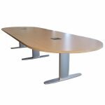 16' Maple Laminated Conference Table W/ 2 Data & Silver Legs