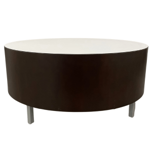 42"W Kimball White & Mahogany Round Table