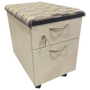15"W White Steelcase Box-File Mobile Pedestals White With Cushion Top